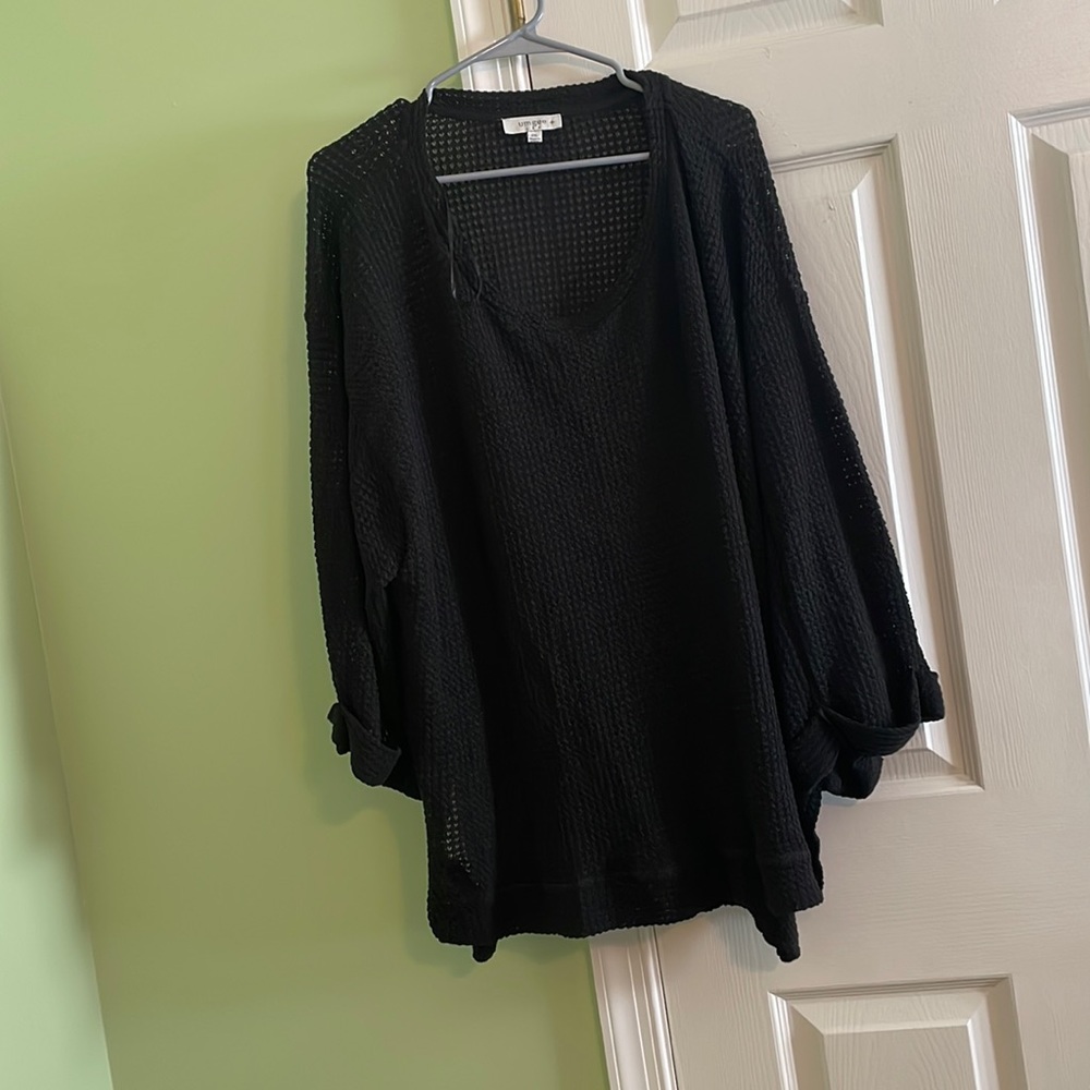 Plus Size Women Black Long Sleeve Top